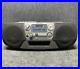 Sony CFD-V17 Portable Mega Bass CD AM-FM Radio Cassette Player Boombox In Silver