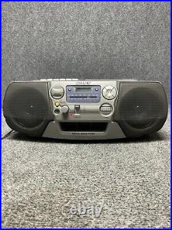 Sony CFD-V17 Portable Mega Bass CD AM-FM Radio Cassette Player Boombox In Silver