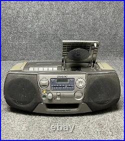 Sony CFD-V17 Portable Mega Bass CD AM-FM Radio Cassette Player Boombox In Silver