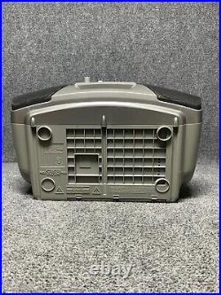 Sony CFD-V17 Portable Mega Bass CD AM-FM Radio Cassette Player Boombox In Silver