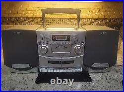 Sony CFD-ZW755 Boombox CD Radio Dual Cassette Player Stereo FULLY FUNCTIONAL