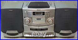 Sony CFD-ZW755 Boombox CD Radio Dual Cassette Player Stereo No Remote TESTED