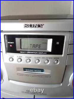 Sony CFD-ZW755 CD Radio Cassette Recorder Boombox Stereo Cleaned, Tested/Org Box