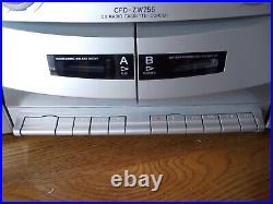 Sony CFD-ZW755 CD Radio Cassette Recorder Boombox Stereo Cleaned, Tested/Org Box