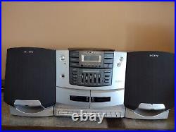 Sony CFD-ZW770 CD/Radio/Cassette Boombox Tested & Works! Needs Power Cord