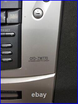 Sony CFD-ZW770 Radio/Cassette Boombox With Power Cord/Remote CD Player not working