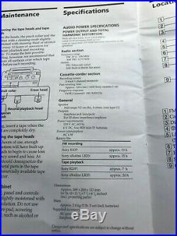 Sony CFM-A50 Radio Cassette Recorder AM FM Portable BoomBox Minty Vintage 1998