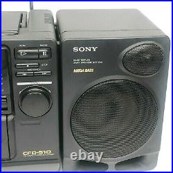 Sony Cfd 510 CD Boombox Mint Condition Portable Stereo Tape Player Black Vintage