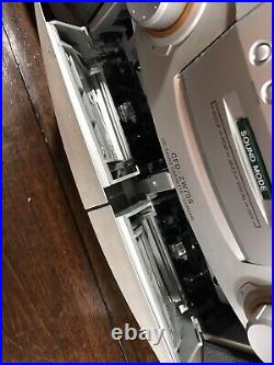 Sony Mega Bass Boombox CD Cassette Player Portable AM FM Radio Silver CFD-ZW755