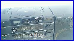 Sony Portable Boombox Radio CFD-460 Removable Speakers Dual Cassette CD player