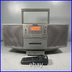 Sony Portable CD Radio Cassette Player Ghetto Blaster Boombox with Remote ZS-D5