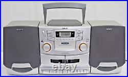 Sony Portable Stereo CD Radio Dual Cassette-Corder Boombox CFD-ZW755 TESTED
