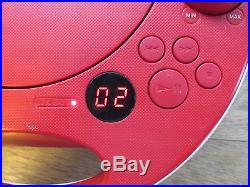 Sony Red CD Player AM/FM Portable Radio Boombox Audio/MP3 Aux In Battery AC