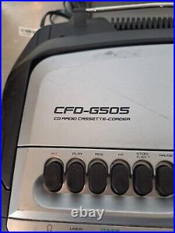 Sony Xplod CFD-G505 Mega Bass AM FM Radio CD Cassette Boom Box NO REMOTE TESTED