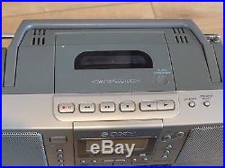 Sony ZS-D50 Portable Stereo Boombox, Cassette Deck CD Player Line In/Out Megabass