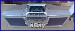 Sony ZS-D55 Silver Portable CD Cassette Player Boombox Blaster NO REMOTE