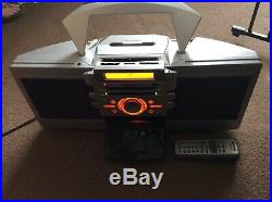Sony ZS-D55 Silver Portable CD Cassette Player Boombox Blaster With Remote