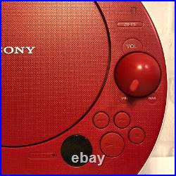 Sony ZS-E5 Red Portable CD Player AM FM Radio MP3 AUX Stereo Space Age Boombox