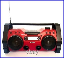 Sony ZS-H10CP Heavy Duty Portable CD Player Radio Red Boombox No AC Adapter