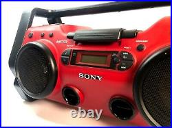 Sony ZS-H10CP Heavy Duty Portable CD Player Radio Red Boombox No AC Adapter