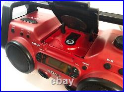 Sony ZS-H10CP Heavy Duty Portable CD Player Radio Red Boombox No AC Adapter