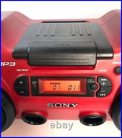 Sony ZS-H10CP Heavy Duty Portable CD Player Radio Red Boombox No AC Adapter