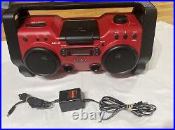 Sony ZS-H10CP Portable CD Player Radio Red Boombox AC Adapter Works like New