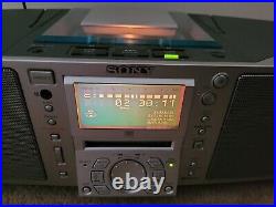 Sony ZS-M50 Portable Boombox System Minidisc Radio CD Player Silver Working
