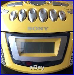 Sony boombox CFD-E75 CD Player Cassette AM FM Radio Portable Yellow Tested