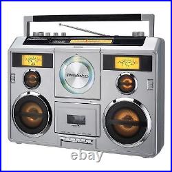 Sound Station Portable Stereo Boombox with Bluetooth/CD/AM-FM Radio/Cassette