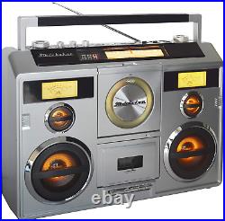 Sound Station Portable Stereo Boombox with Bluetooth/Cd/Am-Fm Radio/Cassette Rec