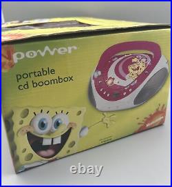 SpongeBob Portable Programmable CD Boombox AM/FM Radio MP3 Player Pink NOS
