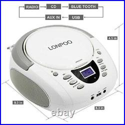 Stereo Portable CD Disk Player Boombox with Bluetooth FM Radio AUX LCD Screen