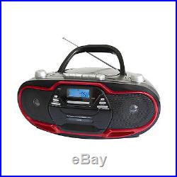 Supersonic Portable Boombox MP3/CD/Cassette Rec/AM/FM/USB/Radio/AUX Player RED