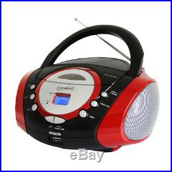 Supersonic Portable MP3/CD Player with USB/AUX Input & AM/FM Radio in Red