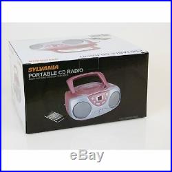 Sylvania SRCD243 Portable CD Player with AM/FM Radio, Boombox (Pink)NEW Free2019