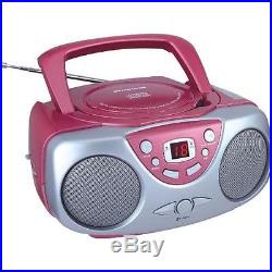 Sylvania SRCD243 Portable CD Player with AM/FM Radio, Boombox (Pink) New