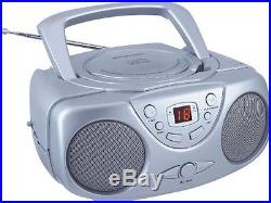Sylvania SRCD243 Portable CD Player with AM/FM Radio, Boombox (Silver)