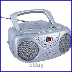 Sylvania SRCD243 Portable CD Player with AM/FM Radio, Boombox (Silver), New