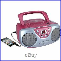 Sylvania SRCD243 Portable CD Player with AMFM Radio, Boombox (Pink)