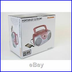 Sylvania SRCD243 Portable CD Player with AMFM Radio, Boombox (Pink)
