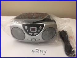 Sylvania SRCD243PL Portable CD Player with AM/FM Radio, Boombox (Silver), New