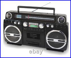 TECHPLAY MONSTER BLACK BOOMBOX RETRO 80s STYLE GHETTO BLASTER CD AM FM BLUETOOTH