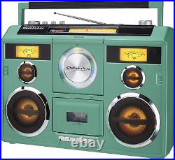 Teal Portable Stereo Boombox with Bluetooth, CD, and Cassette