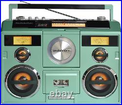 Teal Portable Stereo Boombox with Bluetooth, CD, and Cassette