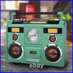 Teal Portable Stereo Boombox with Bluetooth, CD, and Cassette