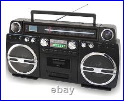 TechPlay Monster B 1980S-Style Boombox/CD/Cassette AM/FM, rechargeable BLACK