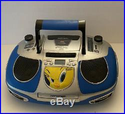 Tweety Bird RARE Vintage Portable Stereo CD Player & Tape Deck Boombox WORKING