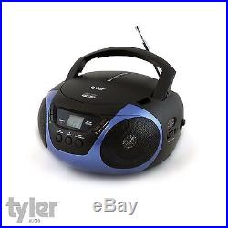 Tyler Portable Boombox CD Player with AM/FM Radio Aux & Headphone Jack Blue