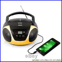Tyler Portable Boombox CD Player with AM/FM Radio Aux & Headphone Jack Yellow